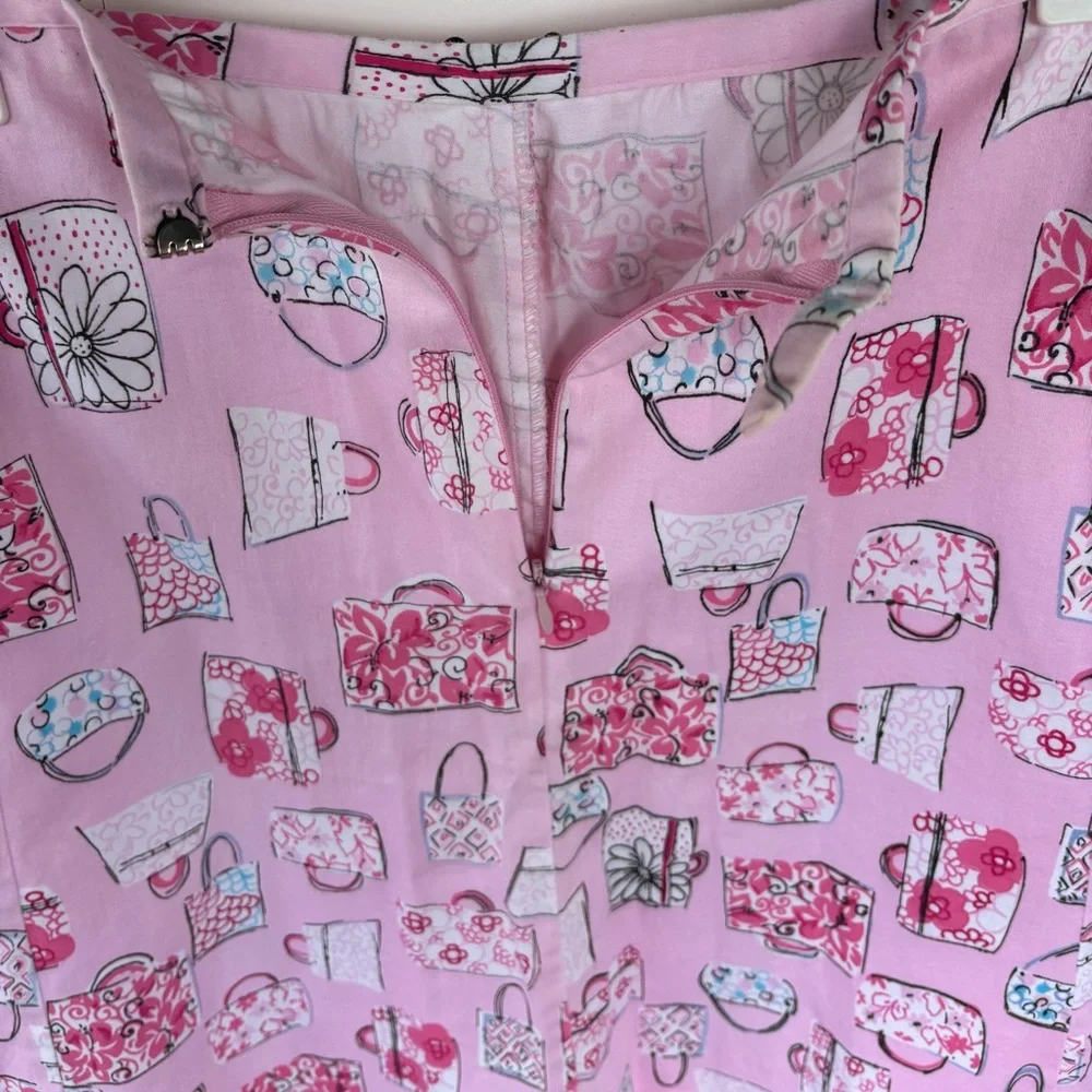 Dress Barn A-line Pink Women's Skirt with a handbag print size 10